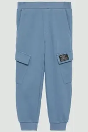 QS by s.Oliver Leggings Jogpants aus Sweat mit Cargotaschen Rippbündchen blau 104