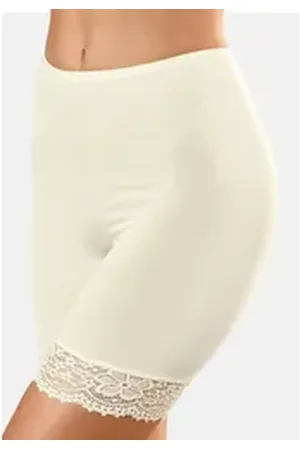 Nina Von C. Lange Unterhose Millefleurs (1-St) Langbein Schlüpfer - Atmungsaktiv - Mit Spitzen-Details weiß 40