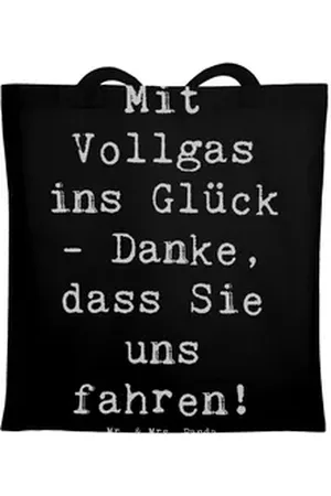 Mr. & Mrs. Panda Tragetasche Chauffeur Glück - Schwarz - Geschenk, Reise, Herz, Danke sagen, Bedan (1-tlg), Design-Highlight schwarz