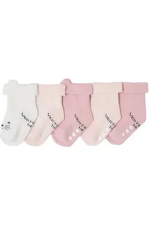 Vertbaudet Socken 5er-Pack Baby Stoppersocken mit Katze 5er-Pack rosa 14/15