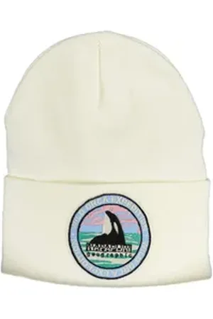 Napapijri Strickmütze Elegante Herrenmütze in Weiß mit Logo-Applikation