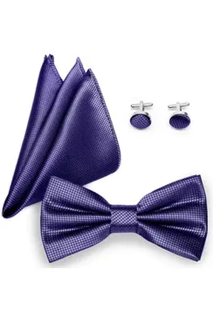 Ladeheid Fliege Einstecktuch Set Herren inkl. Manschettenknöpfe SETBHC 12cmx6cm blau