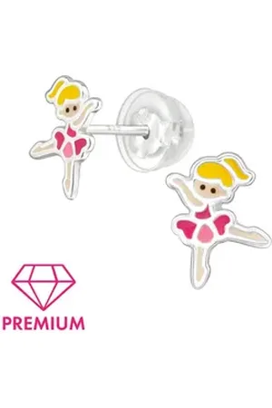 Monkimau Ohrring-Set Ballerina Kinder Premium Ohrringe 925 Silber Geschenk, Hypoallergen