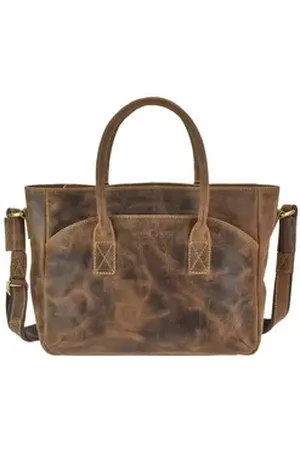 Greenburry Umhängetasche "Vintage" Umhängetasche Leder 36x23cm antikbraun, Shopper, Handtasche, Damen, antikbraun braun