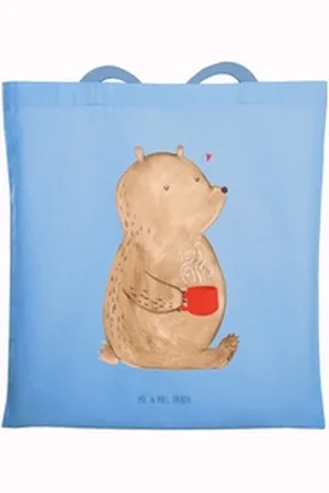 Mr. & Mrs. Panda Tragetasche Bär Morgenkaffee - Sky Blue - Geschenk, für Männer, Hocheitstag, Freu (1-tlg), Kreative Designs blau
