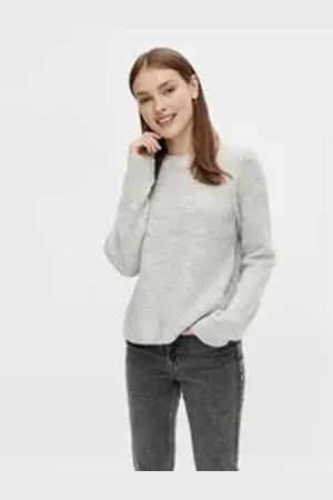Pieces® Stehkragenpullover Ellen (1-tlg) Plain/ohne Details grau XL