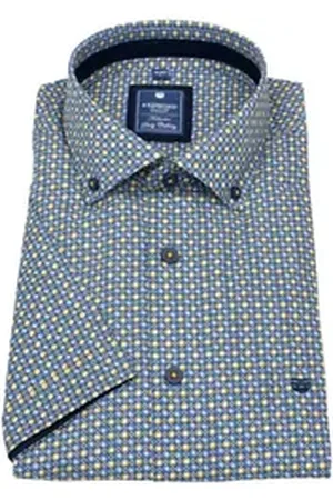 Redmond Kurzarmhemd Button-Down-Kragen Kontrastknöpfe gelb XL