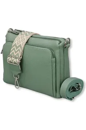 Adel Bags Schultertasche BECKY Umhängetasche für Damen, Schultertasche aus Echtleder grün