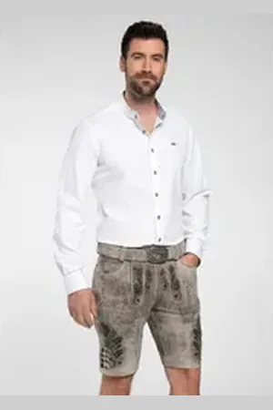 SPIETH & WENSKY Shorts Lederhose "Feistritz" (1-tlg) mit edler Gürtelschnalle und Stickereien braun|schwarz 46