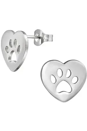Monkimau Ohrring-Set Pfotenherz Kinder Ohrringe Chirurgenstahl Mädchen Geschenk, Hypoallergen