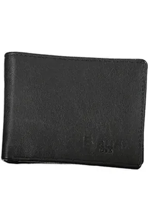 Blauer Geldbörse, Elegante schwarze Herren-Geldbörse mit Münzfach und doppelten Karten