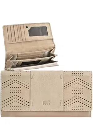 Bear Design Geldbörse "Sterre" Cow Lavato Leder, große Damenbörse, Portemonnaie, Leder in baltic beige, 12 Kartenfächer beige