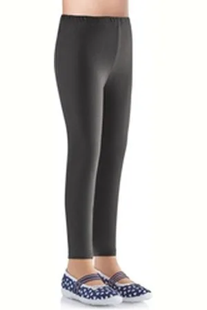 Ladeheid Leggings Mädchen Leggings aus Baumwolle LAMA03 (1-tlg) elastischer Bund grau 116-122
