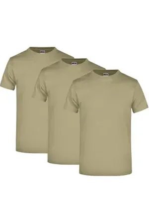 James & Nicholson T-Shirt 3er Pack Komfort-T-Shirt aus strapazierfähigem Single Jersey JN002 (Spar-Set, 3er-Pack) Hochwertiges T-Shirt in sehr großer Farbauswahl braun XXL
