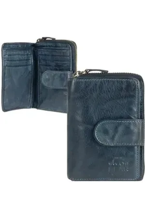 Bear Design Geldbörse "Ciro" Cow Lavato Leder, Damenbörse, Portemonnaie, knautschiges Leder in blau, 10 Kartenfächer blau