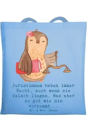 Mr. & Mrs. Panda Tragetasche Juristin Recht - Sky Blue - Geschenk, Juristinnen haben immer Recht, (1-tlg) blau