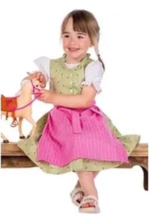 Isar Dirndl Kinderdirndl 3tlg. - DALINA - hellgrün/rosa grün|rosa 134