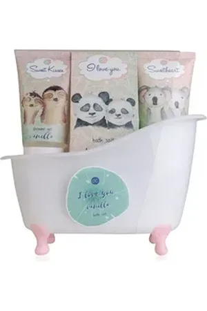 accentra Pflege-Geschenkset I love you, in einer Plastikbadewanne grün|rosa