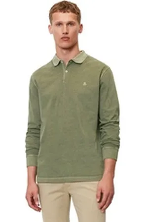 Marc O’ Polo Langarm-Poloshirt im Washed-Look grün XXL