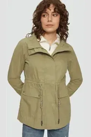 QS by s.Oliver Outdoorjacke Baumwolljacke mit Tunnelzug in der Taille Garment Dye XXL