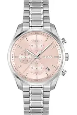 HUGO BOSS Multifunktionsuhr GRAND TOUR LADIES 1502765, Quarzuhr, Armbanduhr, Damenuhr, Edelstahlarmband silberfarben
