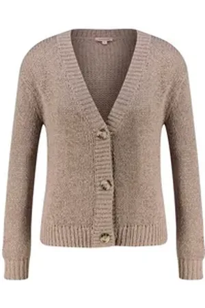 Kate Storm Cardigan Damen Strickjacke aus Bändchengarn (1-tlg) beige L