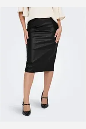 JDY Lederimitatrock - Lederrock aus Lederimitat - Rock in Leder-Optik schwarz S