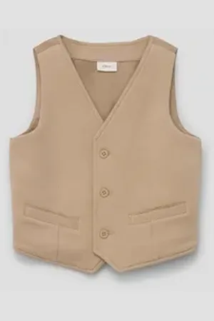 QS by s.Oliver Kurzweste Weste im Fabricmix beige 110