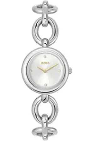 HUGO BOSS Quarzuhr LIVE 1502791, Armbanduhr, Damenuhr, Edelstahlarmband, analog, Glassteine silberfarben
