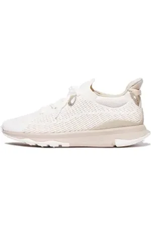 FitFlop VITAMIN FFX KNIT SPORTS SNEAKERS Slip-On Sneaker mit aufgesetzter Schnürung, Freizeitschuh, Halbschuh, Schlupfschuh beige|weiß 37 EU