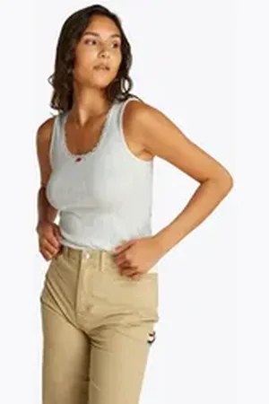 Tommy Hilfiger Tanktop TJW SLIM POINTELLE TANK TOP mit Spitze, mit Lochmuster beige M (38)