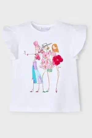 Mayoral Kurzarmshirt Mädchen Shirt mit Pailletten & Tüll – Stylisch & Bequem (300489) 134