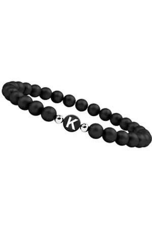 GOOD.designs Perlenarmband (1-tlg), aus Achat-Steinen mit dem Buchstaben K schwarz