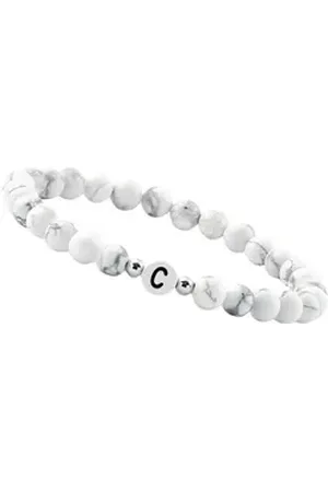 GOOD.designs Perlenarmband (1-tlg), aus Howlith-Steinen mit dem Buchstaben A weiß