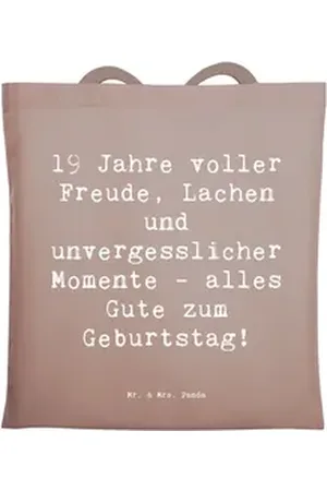 Mr. & Mrs. Panda Tragetasche Spruch 19. Geburtstag Freude - Braun Pastell - Geschenk, Lachen, herz (1-tlg) braun