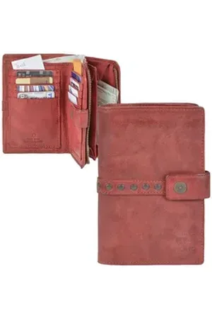 Bear Design Geldbörse "Sanne" Cow Lavato Leder, Damenbörse, Portemonnaie, knautschiges Leder in rot, 8 Kartenfächer rot