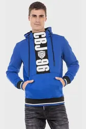 Cipo & Baxx Kapuzenpullover Sweatshirts mit Markenprint blau XL