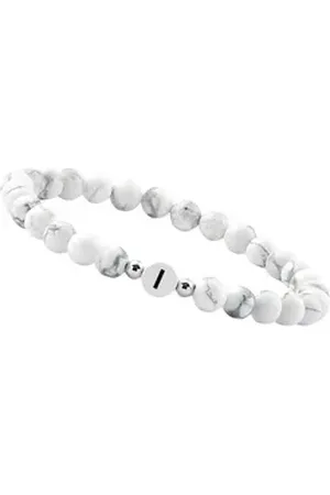 GOOD.designs Perlenarmband (1-tlg), aus Howlith-Steinen mit dem Buchstaben I weiß