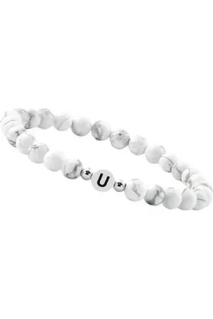 GOOD.designs Perlenarmband (1-tlg), aus Howlith-Steinen mit dem Buchstaben U weiß
