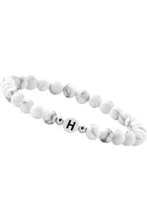 GOOD.designs Perlenarmband (1-tlg), aus Howlith-Steinen mit dem Buchstaben H weiß
