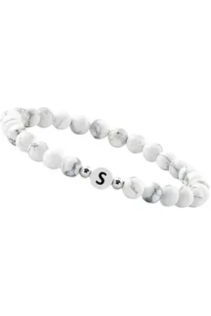 GOOD.designs Perlenarmband (1-tlg), aus Howlith-Steinen mit dem Buchstaben S weiß