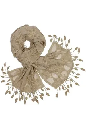 CASPAR Modeschal SC108.1 eleganter Damen Häkel Schal mit Sternen Muster beige