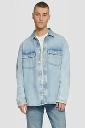 QS by s.Oliver Langarmhemd Denim-Overshirt mit aufgesetzten Brusttaschen blau L