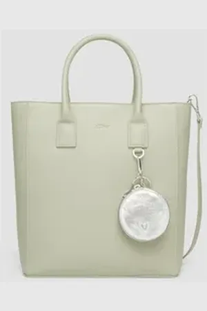 QS by s.Oliver Tragetasche Shopper aus Lederimitat mit Flaschenhalter und Logo, Logo grün