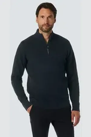No Excess Rollkragenpullover Halber Reißverschluss Pullover Melange blau L