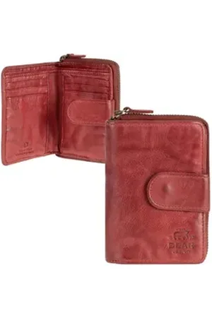 Bear Design Geldbörse "Ciro" Cow Lavato Leder, Damenbörse, Portemonnaie, knautschiges Leder, 10 Kartenfächer rot