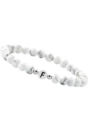 GOOD.designs Perlenarmband (1-tlg), aus Howlith-Steinen mit dem Buchstaben F weiß