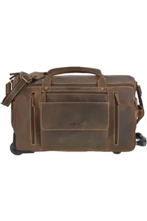 Greenburry Reisetasche Vintage, mit Rollen, Weekender, Leder, Sporttasche, Trolley, 54x37x31cm braun