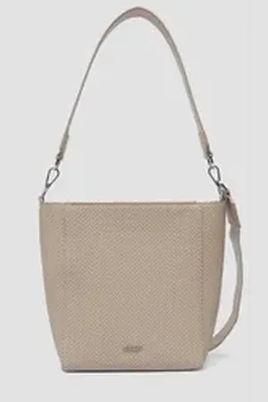 QS by s.Oliver Tragetasche Hobo-Bag mit Twillfutter und geräumigem Reißverschlussfach, Logo beige