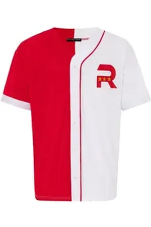 Redbridge T-Shirt im Baseball-Look - Knopfleiste, Regular Fit, Sportlich rot XL